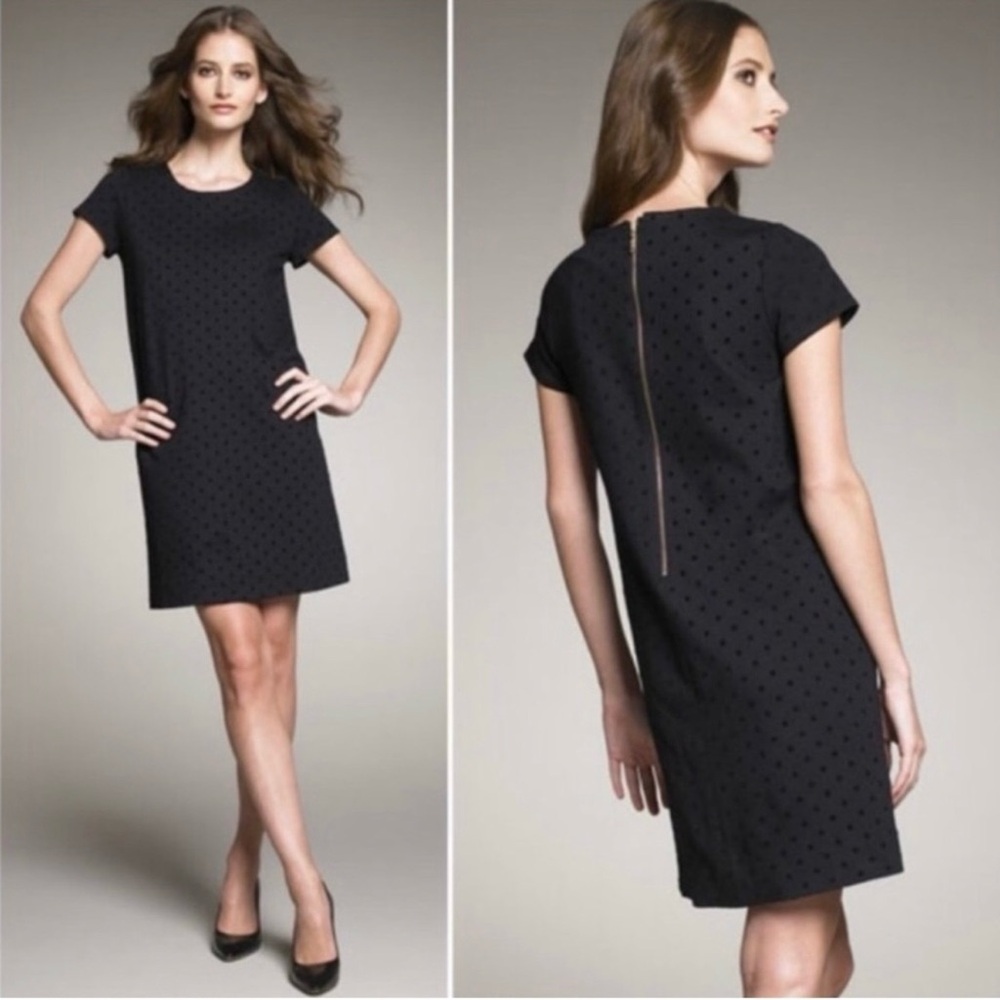 Kate Spade Gail Polka Dot Ponte Little Black Dress Exposed Zipper Sz XS 💛🍄